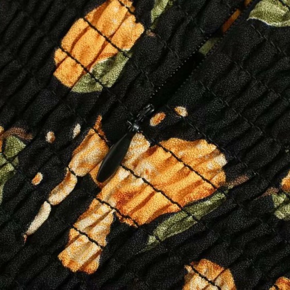 Lemon Print Midi Slip Dress | Ruched Back | Zipper | Italian Summer - Picture 5 of 6